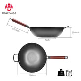 WANGYUANJI Hammered Wok 13.4",Carbon Steel Wok Pan with Glass Lid